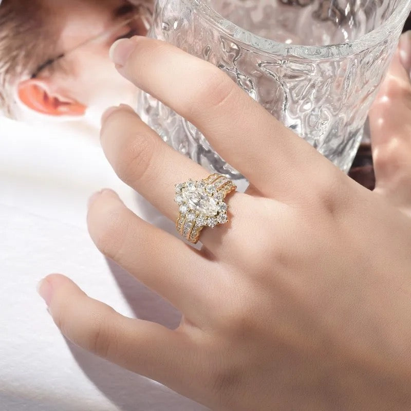 "Queen" Lab Grown Stone Ring 18K Gold Plated