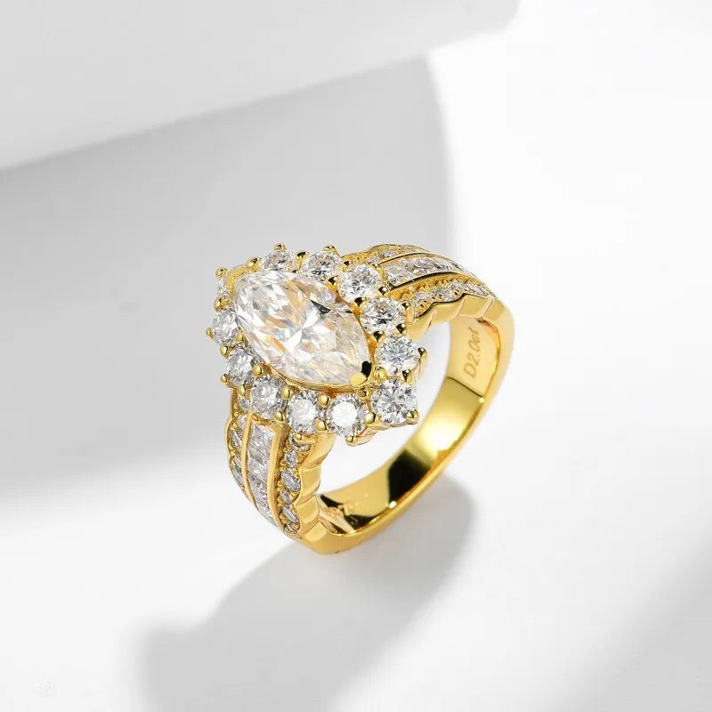 "Queen" Lab Grown Stone Ring 18K Gold Plated