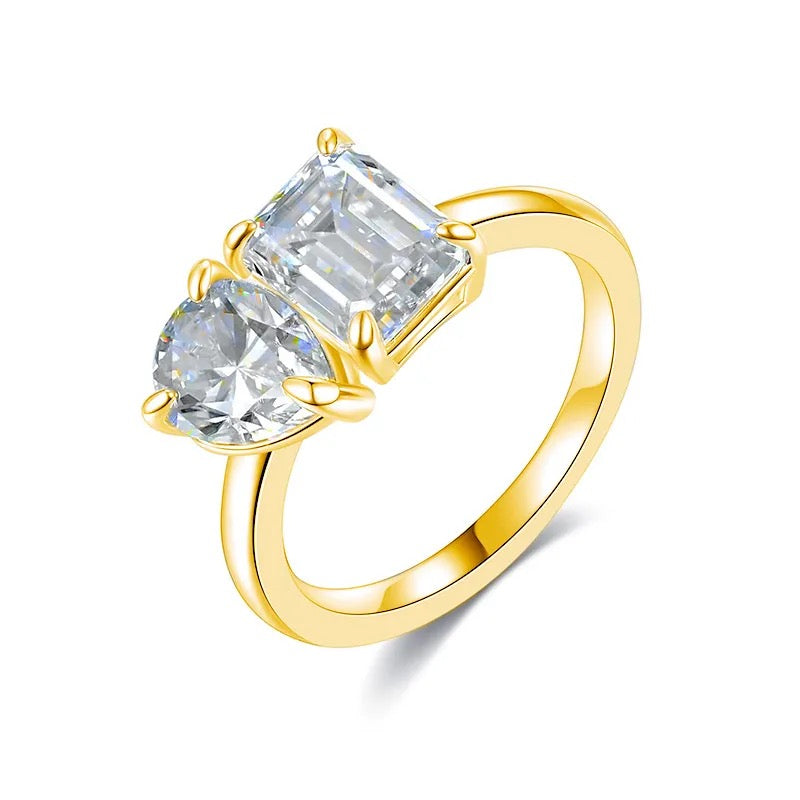 "Luck" Lab Grown Stone Ring 18K Gold Plated