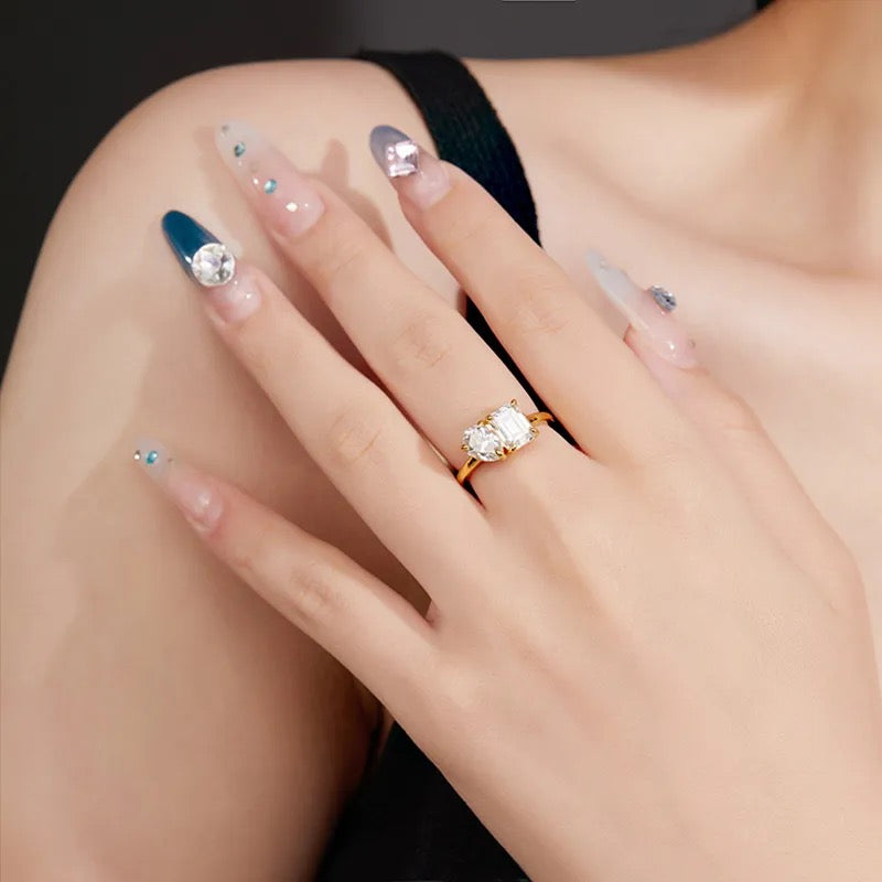 "Luck" Lab Grown Stone Ring 18K Gold Plated