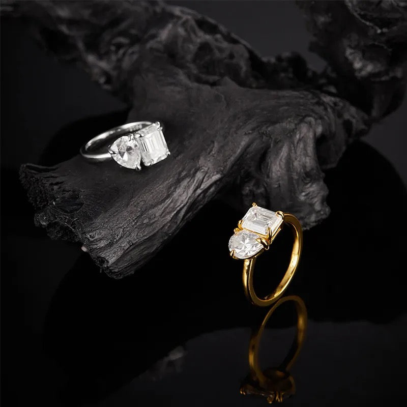 "Luck" Lab Grown Stone Ring 18K Gold Plated