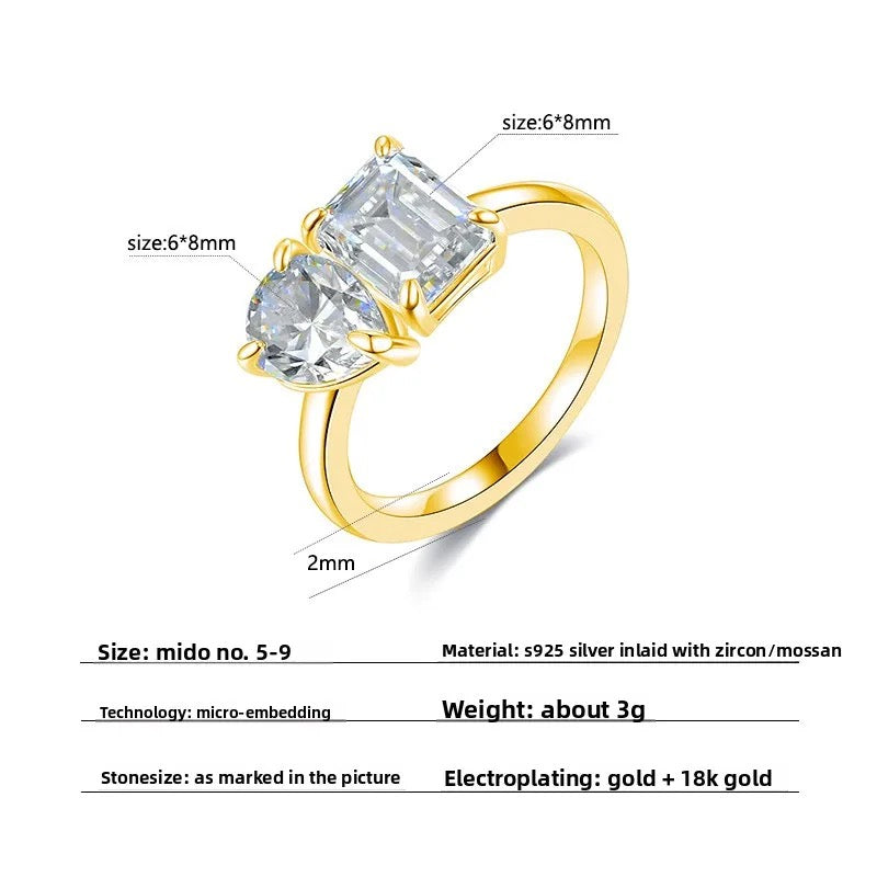 "Luck" Lab Grown Stone Ring 18K Gold Plated