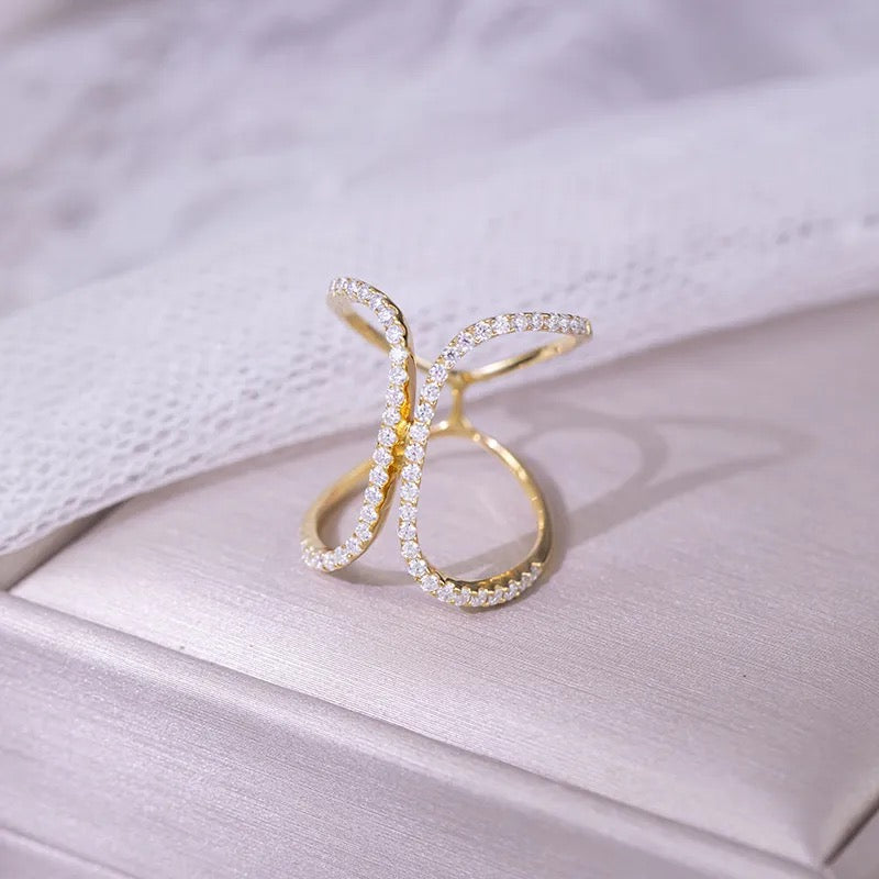 "Infinity" Lab Grown Stone Ring 18K Gold Plated