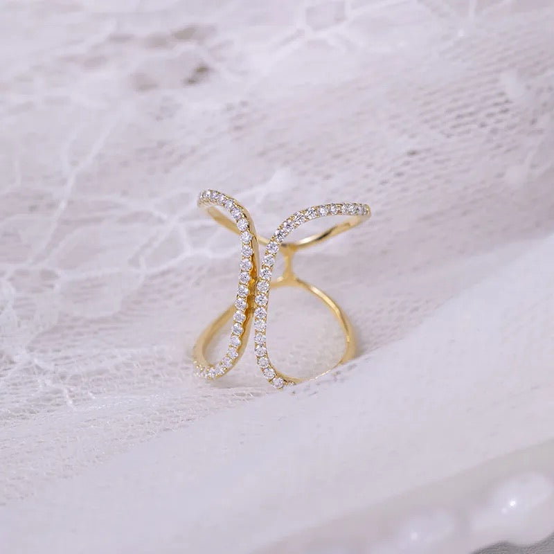 "Infinity" Lab Grown Stone Ring 18K Gold Plated