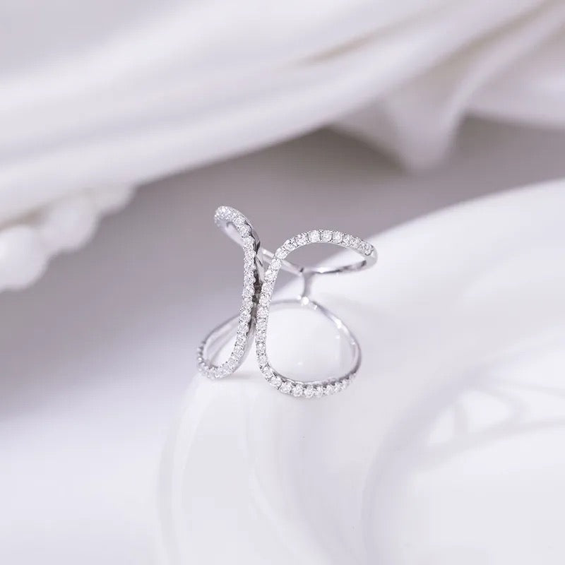 "Infinity" Lab Grown Stone Ring 18K Gold Plated