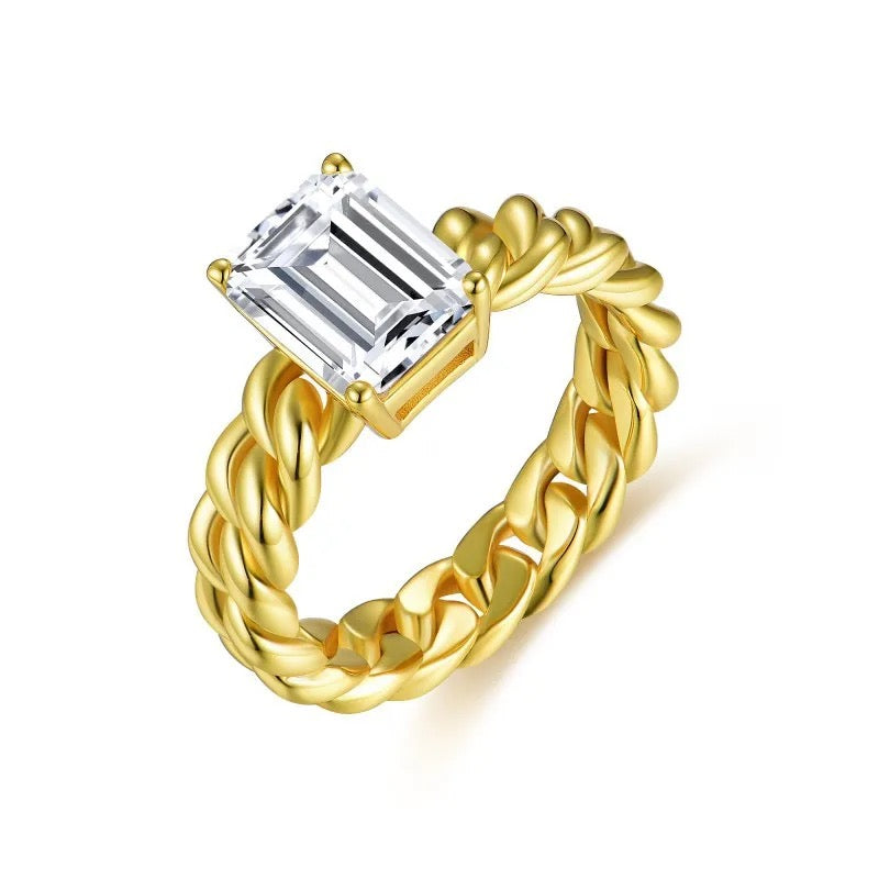 "888" Lab Grown Stone Ring 18K Gold Plated