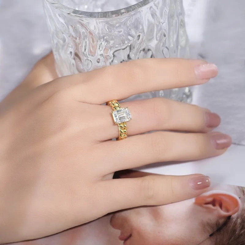 "888" Lab Grown Stone Ring 18K Gold Plated