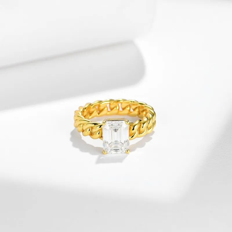 "888" Lab Grown Stone Ring 18K Gold Plated