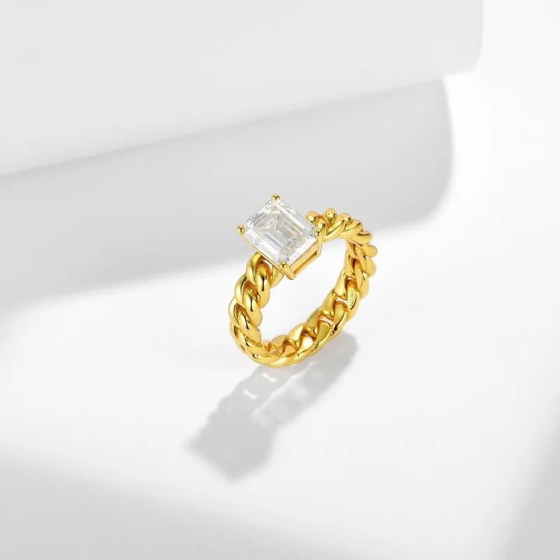 "888" Lab Grown Stone Ring 18K Gold Plated