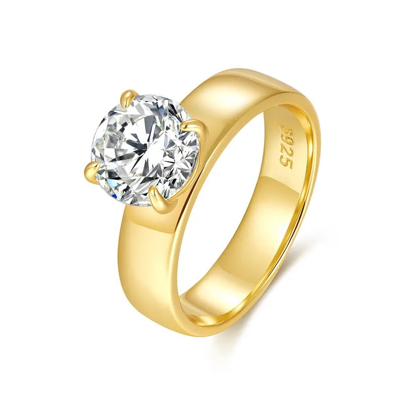 "5" Lab Grown Stone Ring 18K Gold Plated