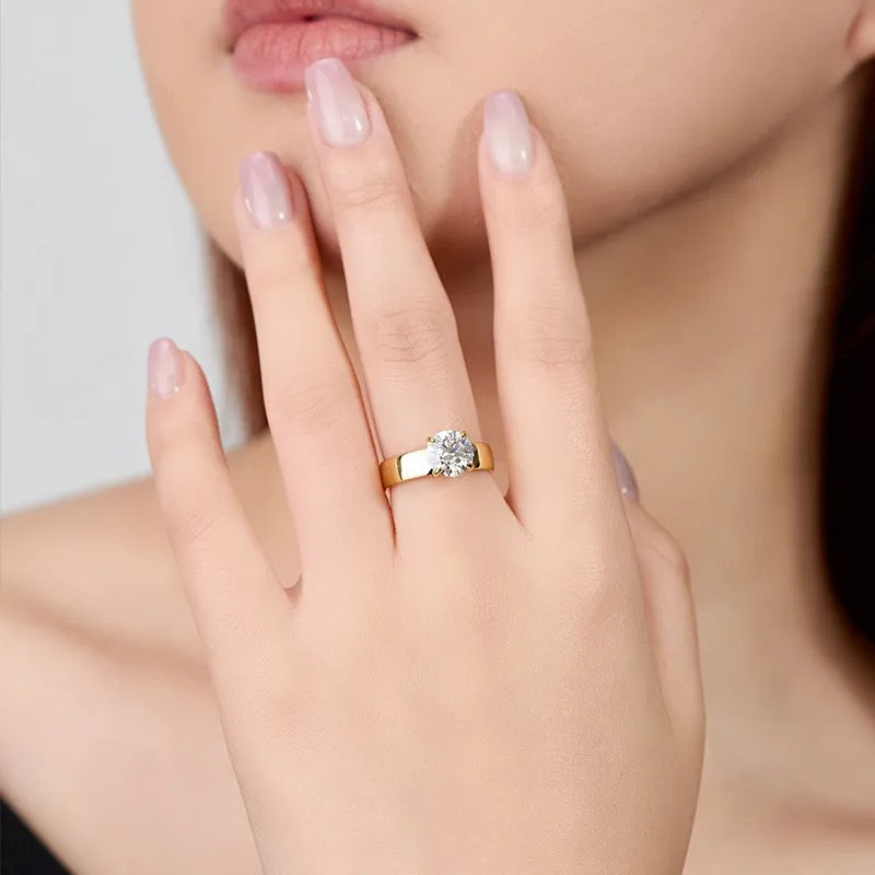 "5" Lab Grown Stone Ring 18K Gold Plated