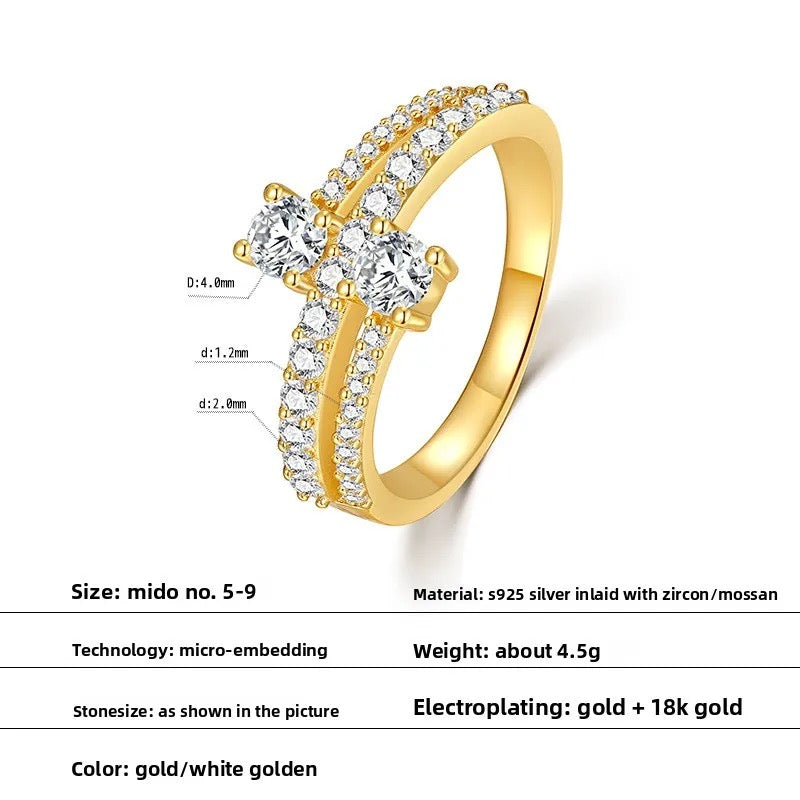 "Golden Air" Lab Grown Stone Ring 18K Gold Plated