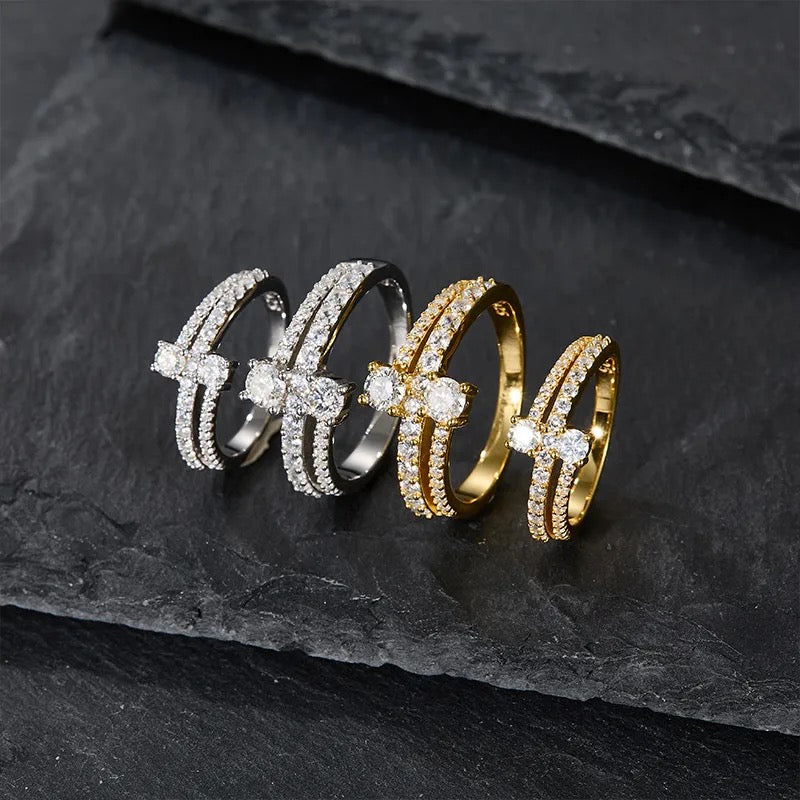 "Golden Air" Lab Grown Stone Ring 18K Gold Plated