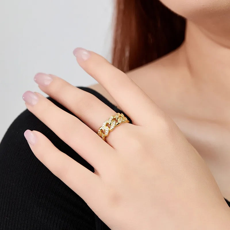 "Sparkle" Lab Grown Stone Ring 18K Gold Plated
