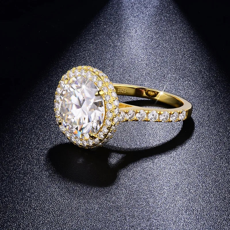 "Luxury Vintage" 5 Carat Lab Grown Stone Ring 18K Gold Plated