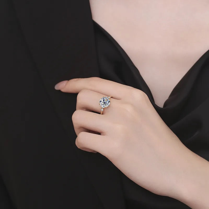 "Flower" 3 Carat Lab Grown Stone Ring Platinum Plated