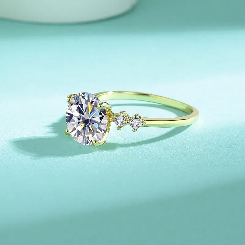 "Flower" 3 Carat Lab Grown Stone Ring Platinum Plated