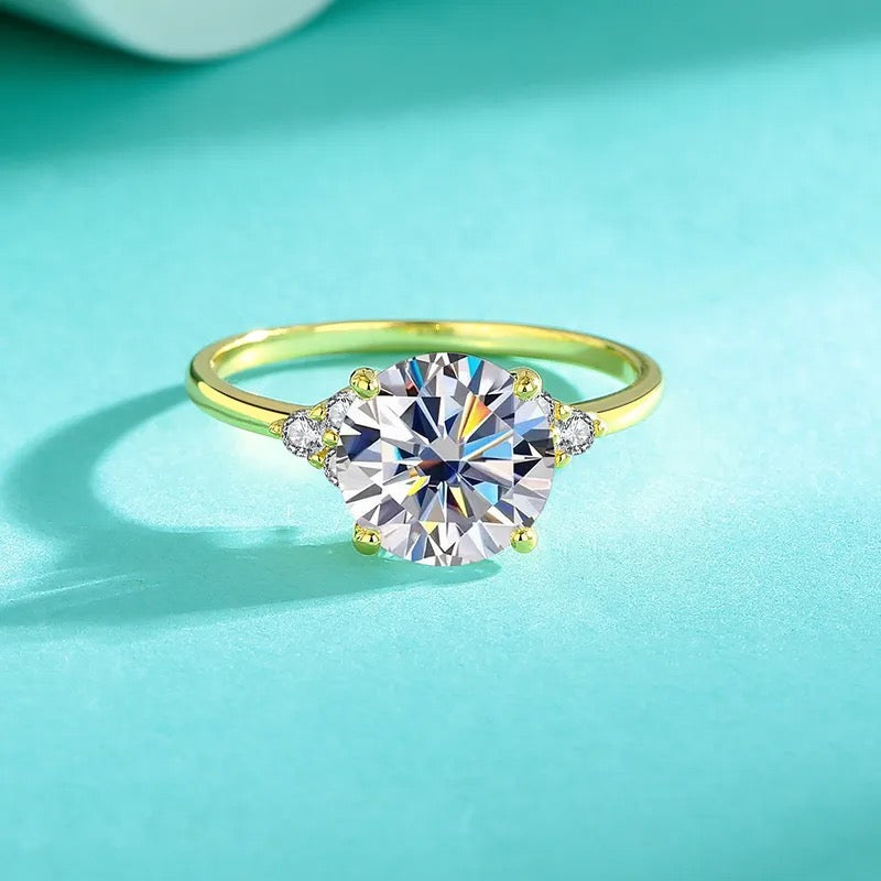 "Flower" 3 Carat Lab Grown Stone Ring Platinum Plated