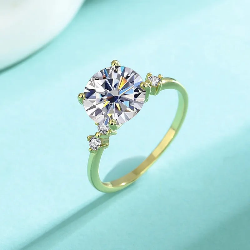 "Flower" 3 Carat Lab Grown Stone Ring Platinum Plated