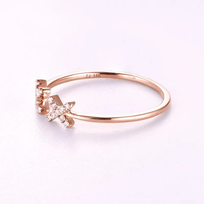 "Crosses" Customized Diamond Ring 9K/18K Rose Gold