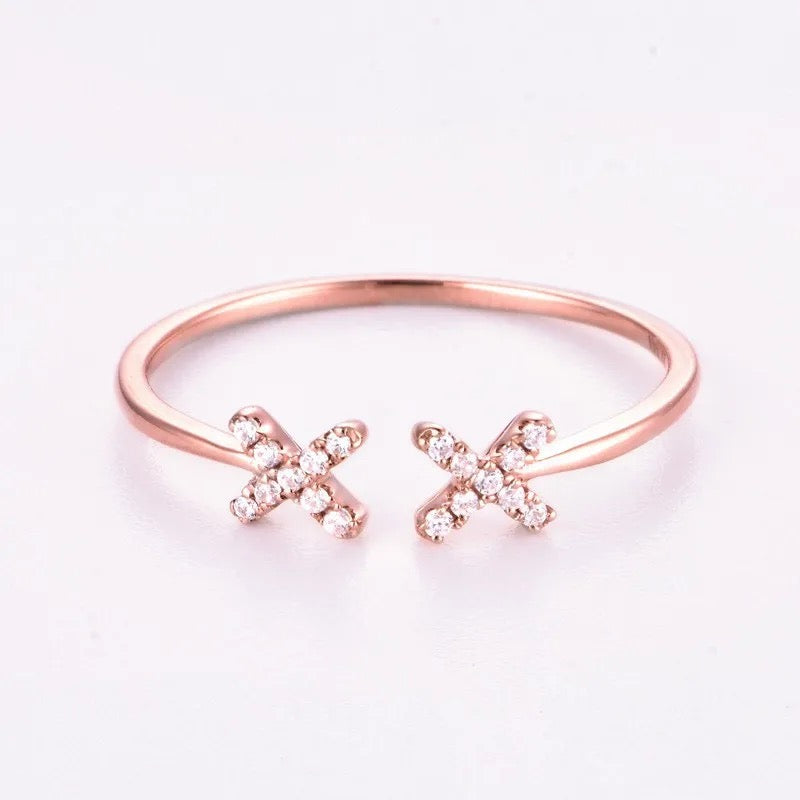 "Crosses" Customized Diamond Ring 9K/18K Rose Gold