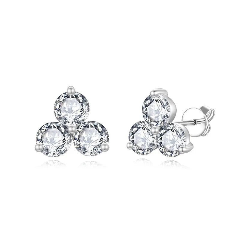 "Flower Crystals" 5 Carat Lab Grown Stone Earrings  White Gold Plated