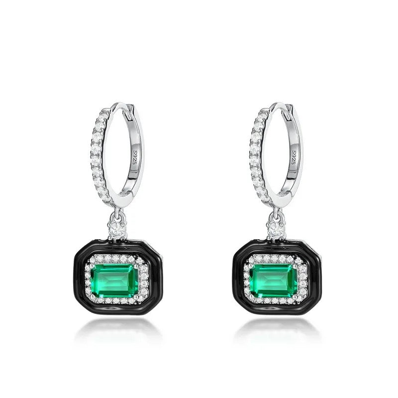 "Aphira Gleam" Artificial Gemstones Earrings White Gold Plated 1.58 Carat