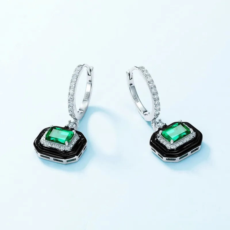 "Aphira Gleam" Artificial Gemstones Earrings White Gold Plated 1.58 Carat