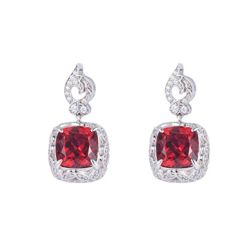 "Red Velvet" Red Treasure Earrings Platinum Plated