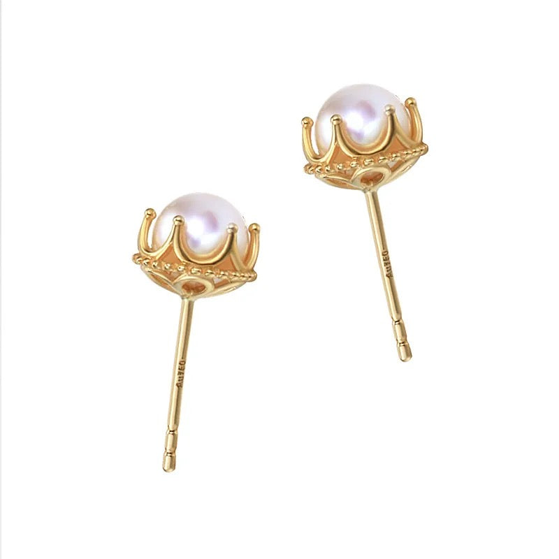 "Golden Pearl" Freshwater Pearl 18K Gold Earrings Customized