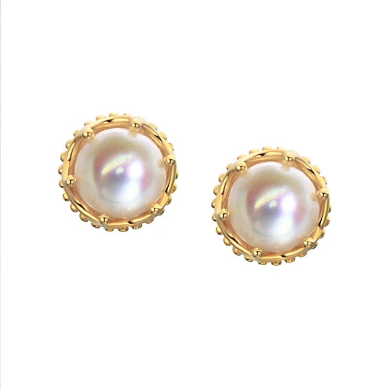 "Golden Pearl" Freshwater Pearl 18K Gold Earrings Customized