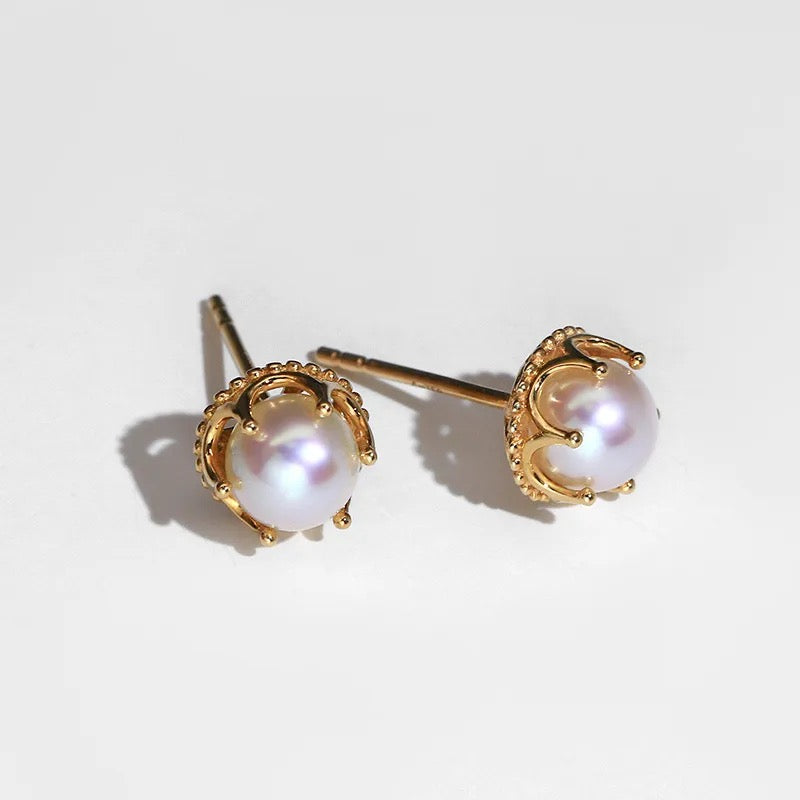 "Golden Pearl" Freshwater Pearl 18K Gold Earrings Customized