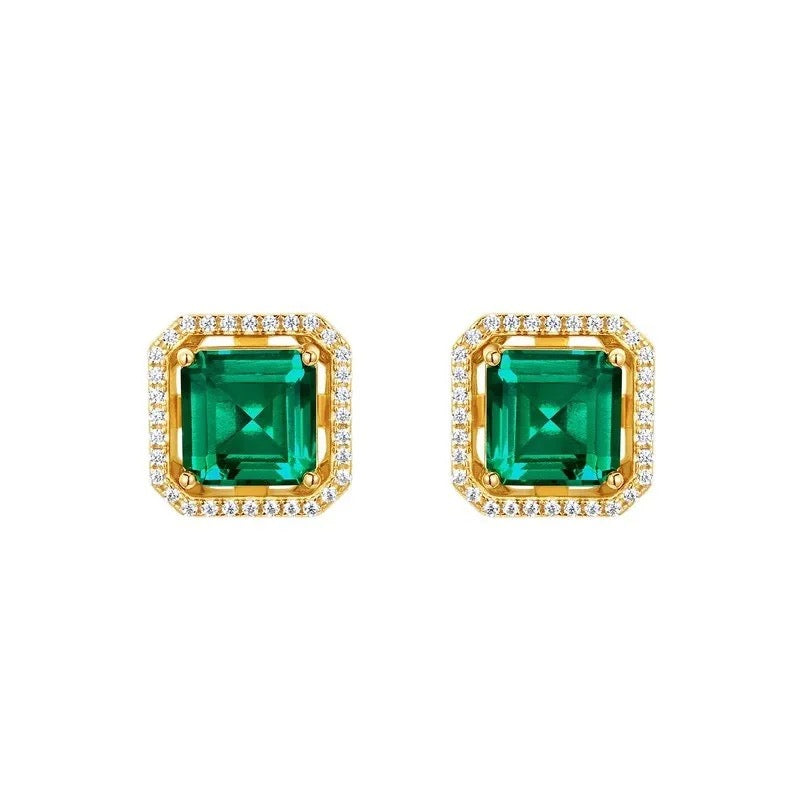 "Luxara" Artificial Gemstones Earrings 10K Gold Plated