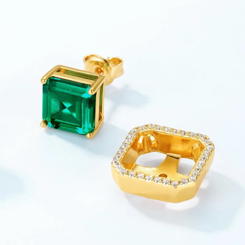 "Luxara" Artificial Gemstones Earrings 10K Gold Plated