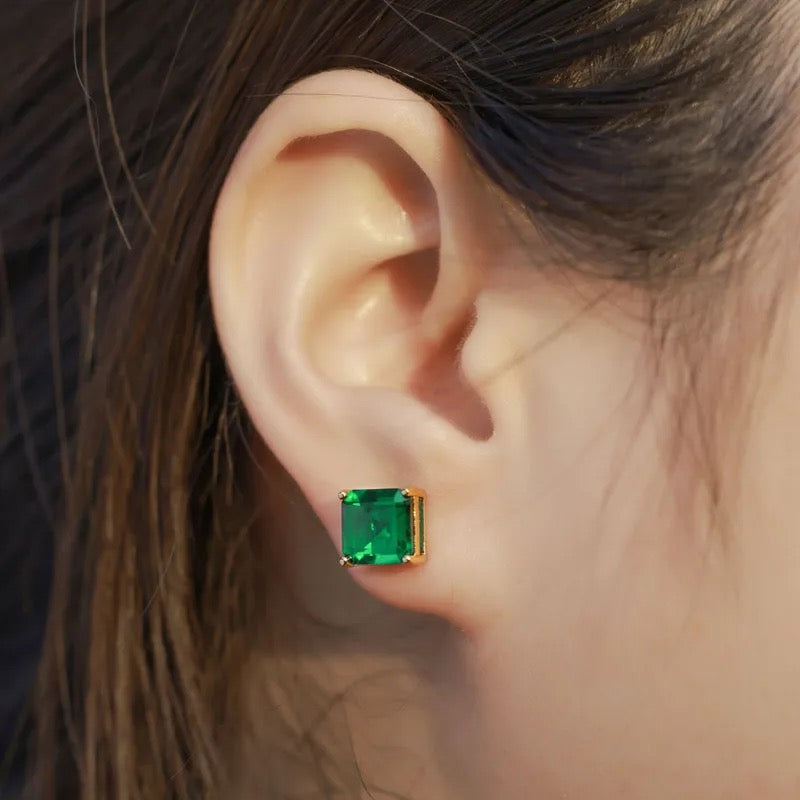 "Luxara" Artificial Gemstones Earrings 10K Gold Plated