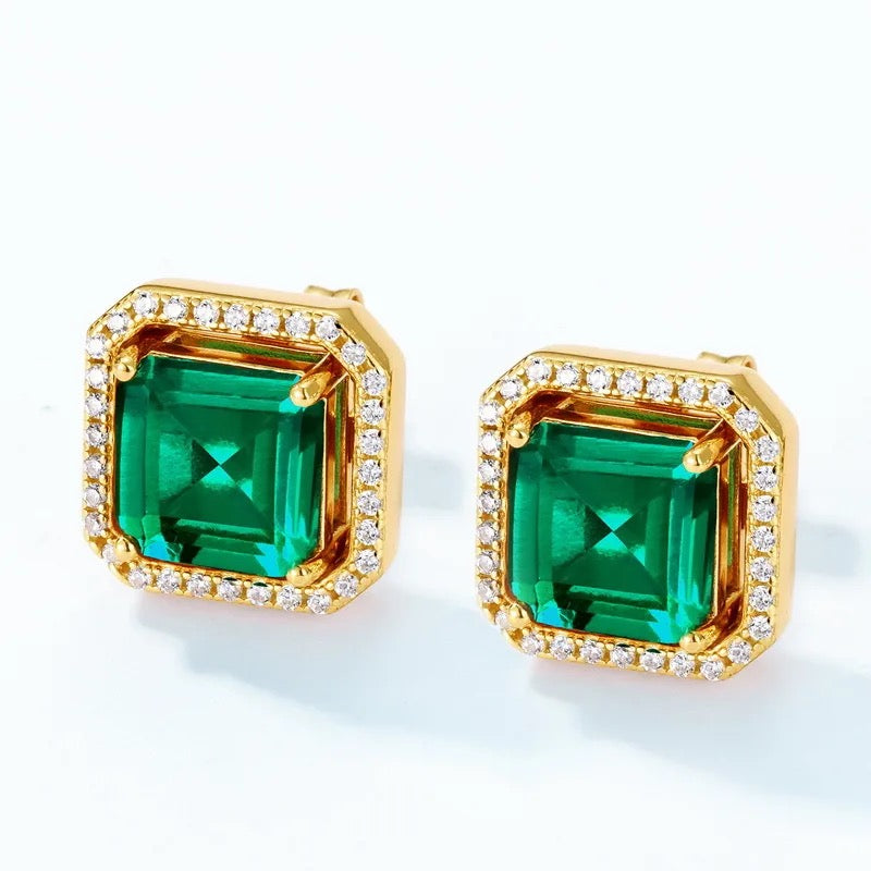 "Luxara" Artificial Gemstones Earrings 10K Gold Plated