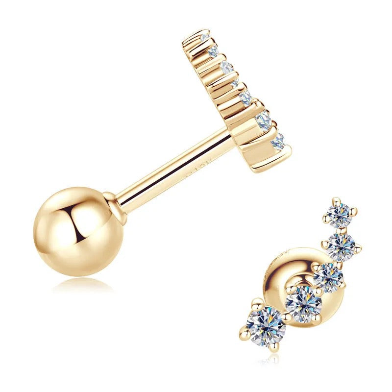 "Golden Mirage" Lab Grown Stone Earrings Pure 10K Gold