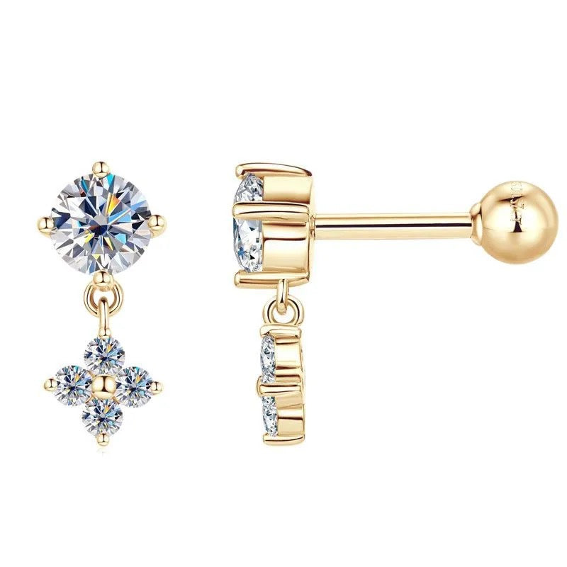 "Heliova" Lab Grown Stone Earrings Pure 10K Gold