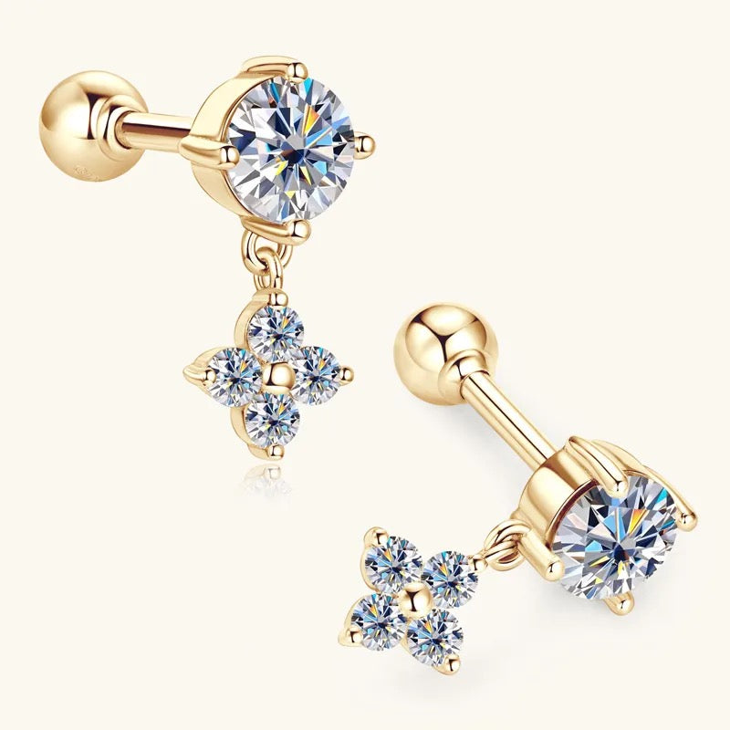 "Heliova" Lab Grown Stone Earrings Pure 10K Gold