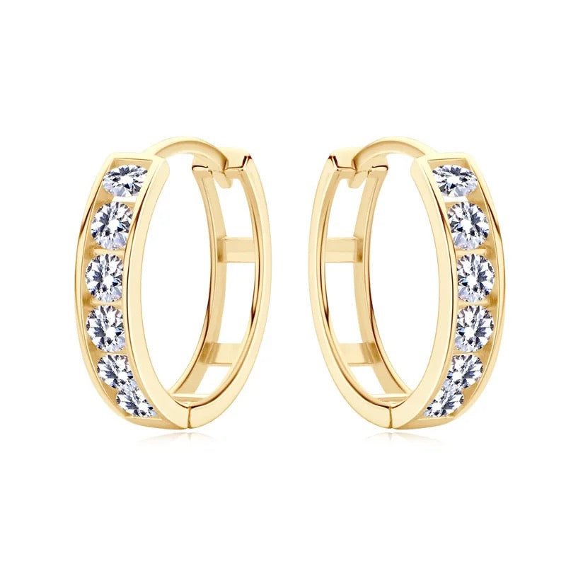 "Glaire" Lab Grown Stone Earrings Pure 14K Gold