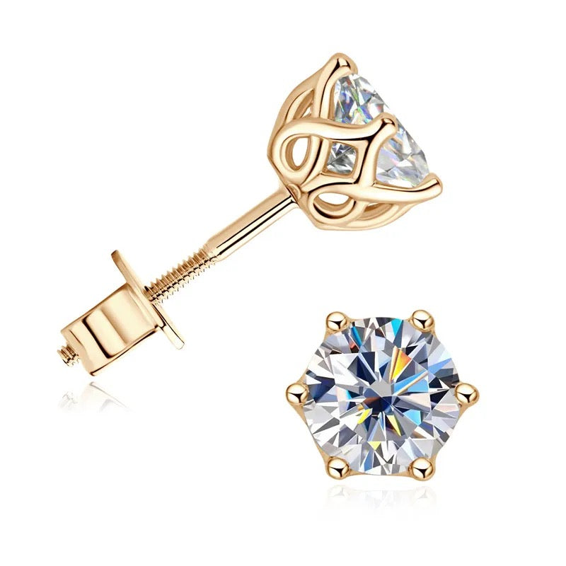 "Golia" Lab Grown Stone Earrings Pure 10K Gold