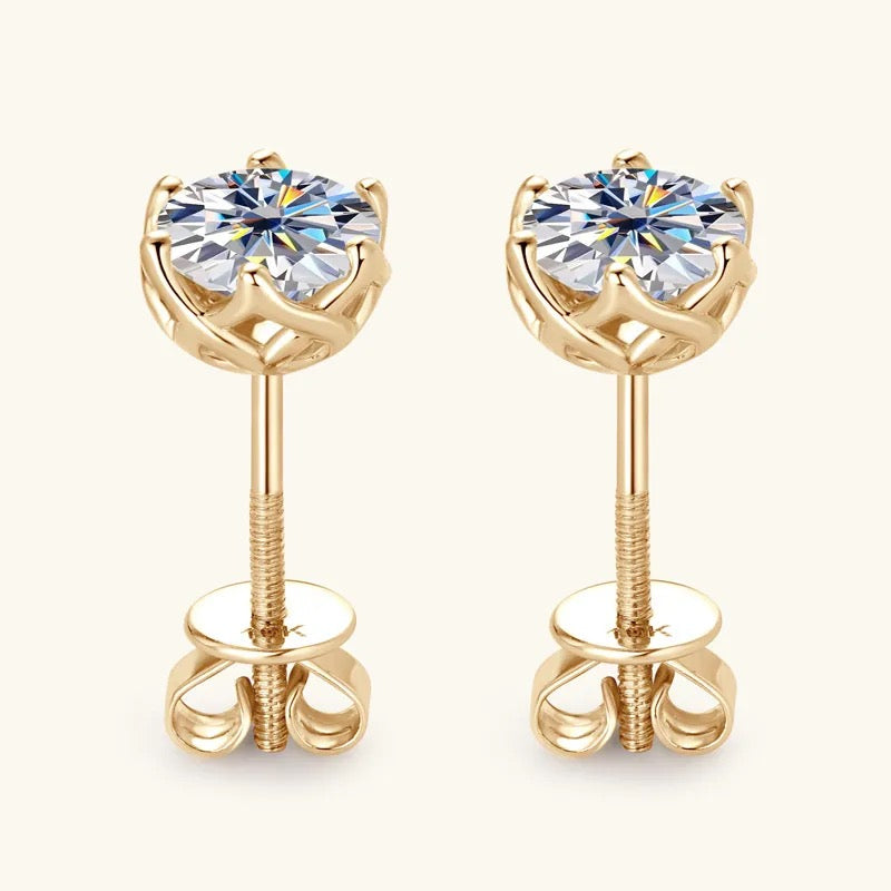 "Golia" Lab Grown Stone Earrings Pure 10K Gold