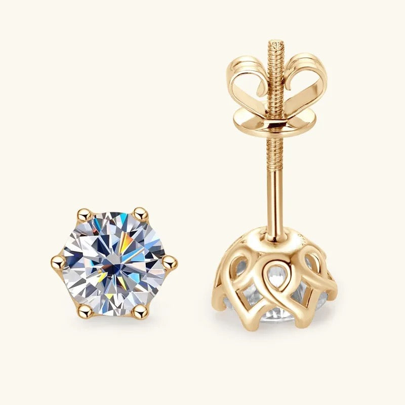 "Golia" Lab Grown Stone Earrings Pure 10K Gold