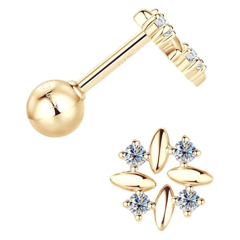 "Golden Solace" Lab Grown Stone Earrings 10K Pure Gold