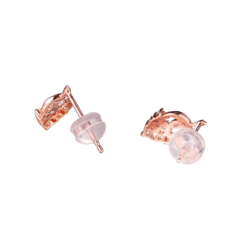 "Aurora Rose" Diamond Earrings Pure 9K/18K Rose Gold