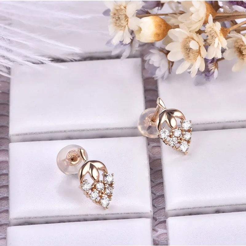 "Aurora Rose" Diamond Earrings Pure 9K/18K Rose Gold