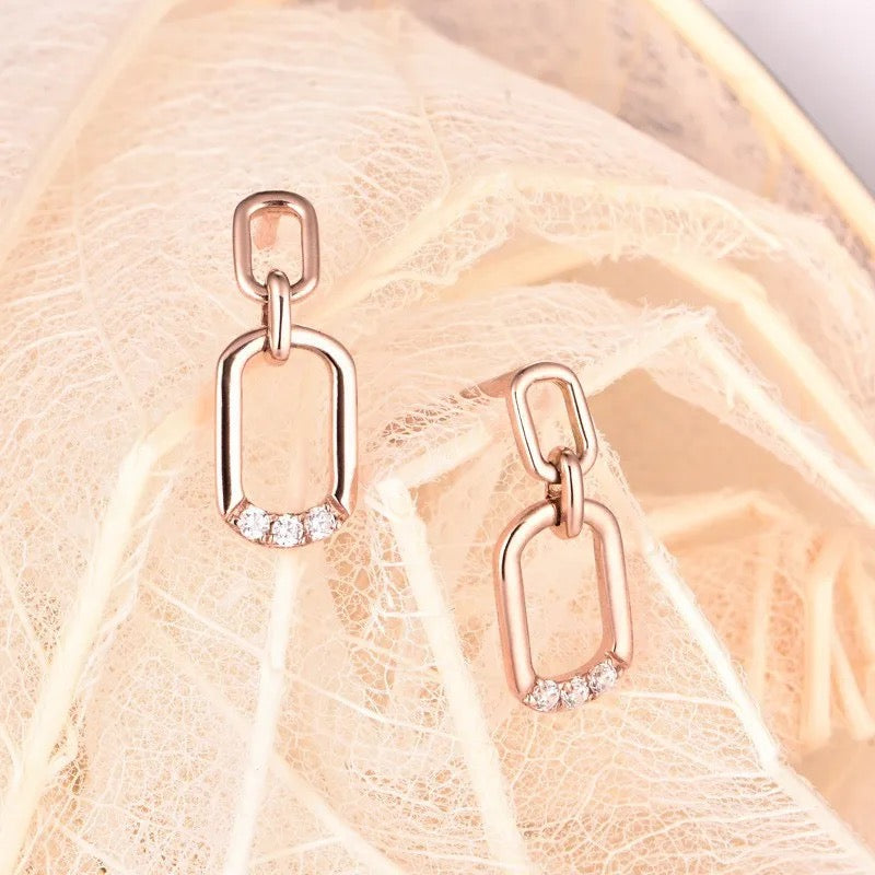 "Rosair" Diamond Earrings 9K/18K Pure Gold