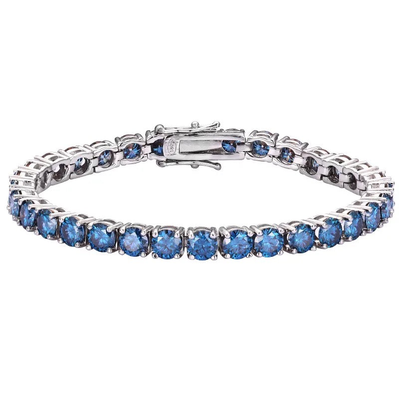"Blue Dominion" Lab Grown Stone Bracelet White Gold Plated