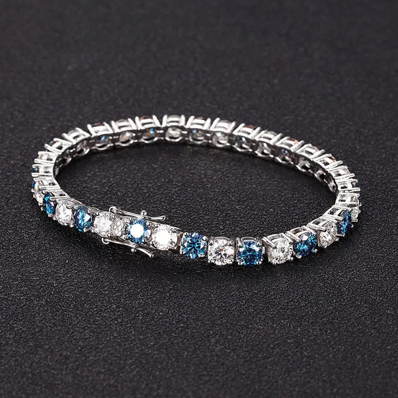 "Blue Dominion" Lab Grown Stone Bracelet White Gold Plated