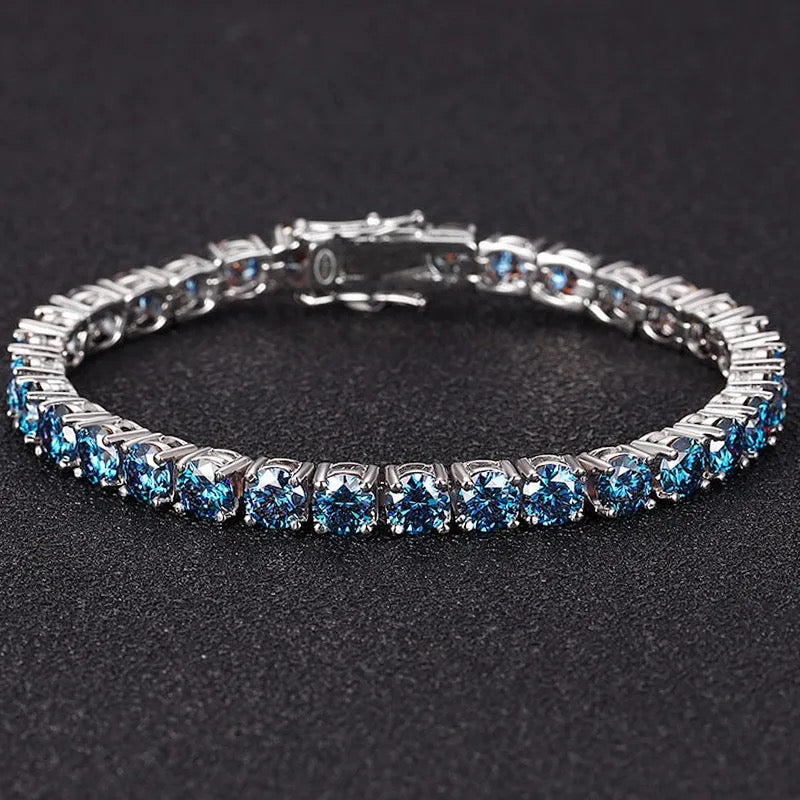 "Blue Dominion" Lab Grown Stone Bracelet White Gold Plated
